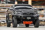Piak Non Loop bullbar with black tow points and orange underbody plate for Toyota Hilux 2020 onwards