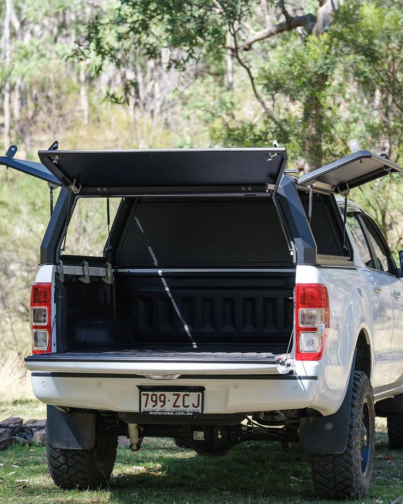 Camp King Industries Truck Bed Canopy Open Rear View