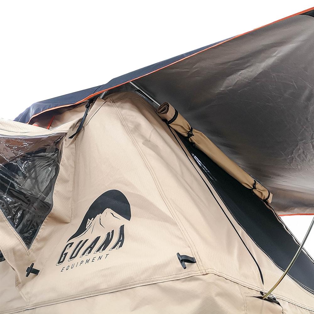 Guana Equipment Wanaka 55" Roof Top Tent Setup With XL Annex - Rainfly Detail