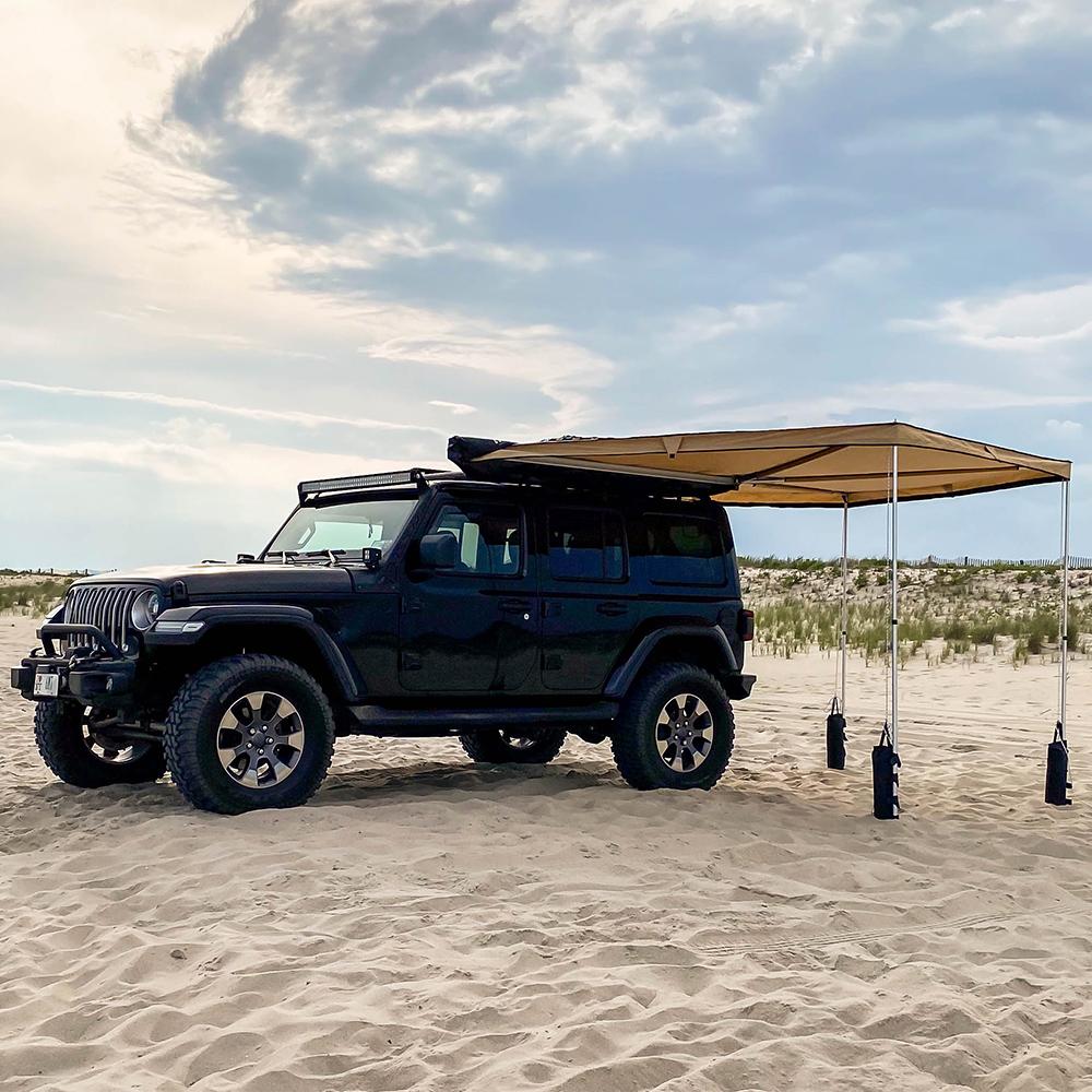 Guana Equipment Morpho 270 Awning Front Side View In Wrangler