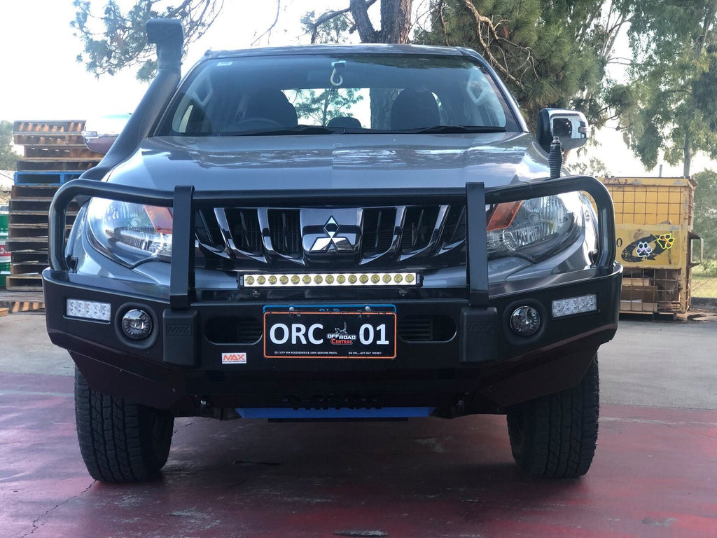 Front View Of The MAX 4x4 Gen II Bull Bar For MITSUBISHI MQ TRITON 2015 - 2018 On A Vehicle