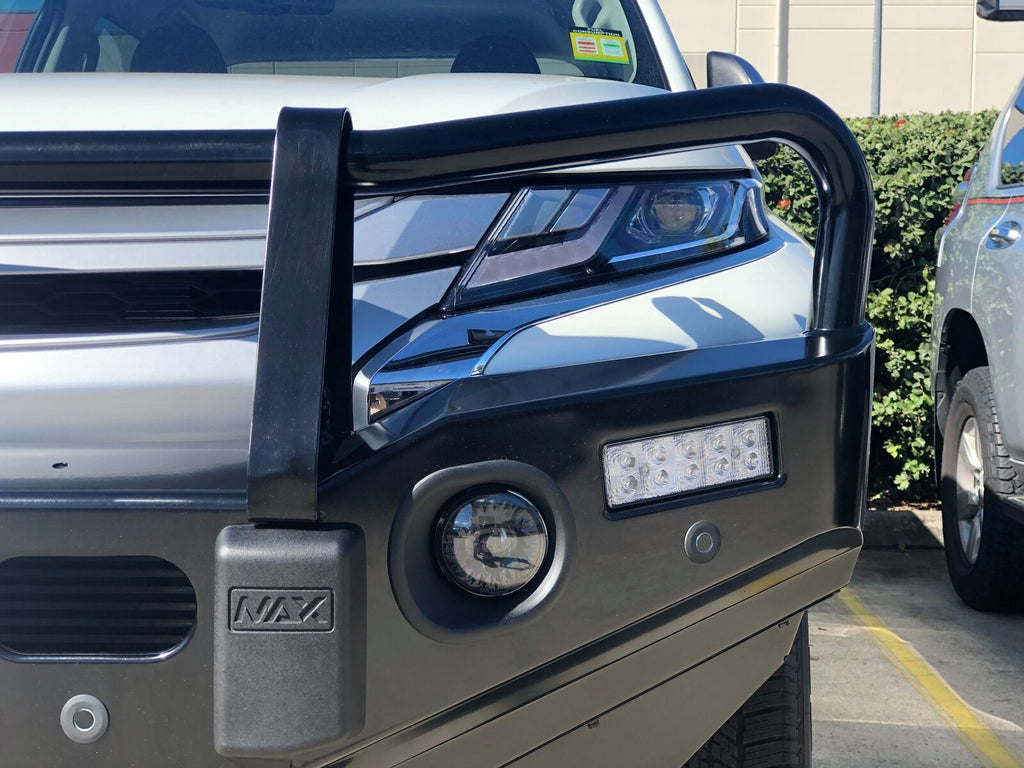 Close Up Front View Of The MAX 4x4 Gen II Bull Bar For MITSUBISHI MR TRITON 2018 ON Installed On A vehicle