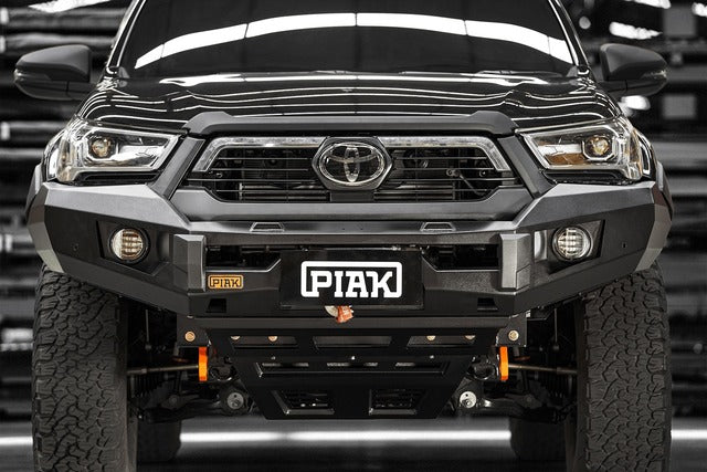 PIAK Elite Non Loop Bar for Toyota Hilux 2020+ - Orange Tow Points and Black Underbody protection plate