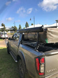 Tub rack with roof top tent mounted on nissan navara