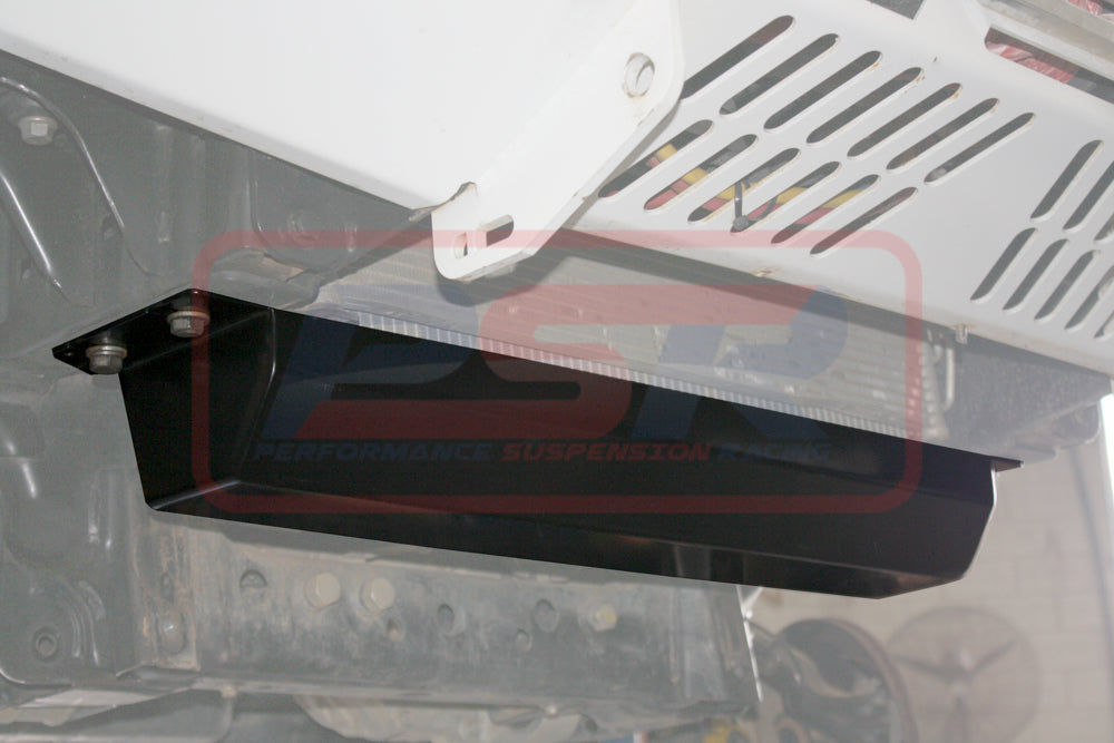 Skid plate mounted under the Nissan Navara D40 protecting the radiator