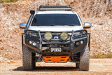 Piak Elite 3-Loop Bullbar For Mitsubishi Pajero Sport QF 2020-Current with orange underbody bash plates and black tow points