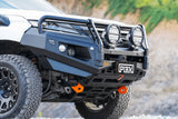 Piak Elite 3-Loop Bullbar For Mitsubishi Pajero Sport QF 2020-Current with orange tow points andblack underbody protection plates