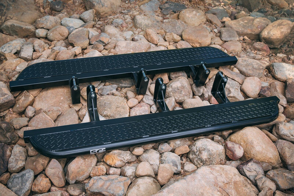 SCF Fatboy Rock Sliders For Toyota LandCruiser 79 Series Dual Cab Sahara Black Textured