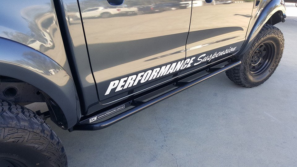 SCF Fatboy Rock Sliders Mounted On Ford Ranger PX Close View