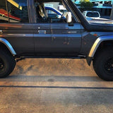 SCF Fatboy Rock Sliders Mounted On Toyota LandCruiser 76 Series Wagon Side View