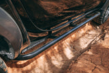 SCF Standard Rock Sliders Close Up view of them mounted on Mercedes X-Class 220/250 Dual Cab
