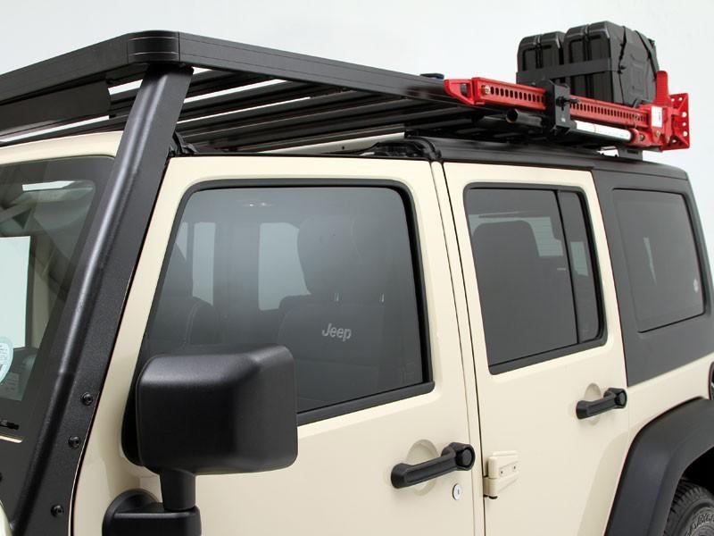 Side view Slimline II Roof Rack For Jeep Wrangler JKU 4 Door (2007-2018) - by Front Runner Outfitters