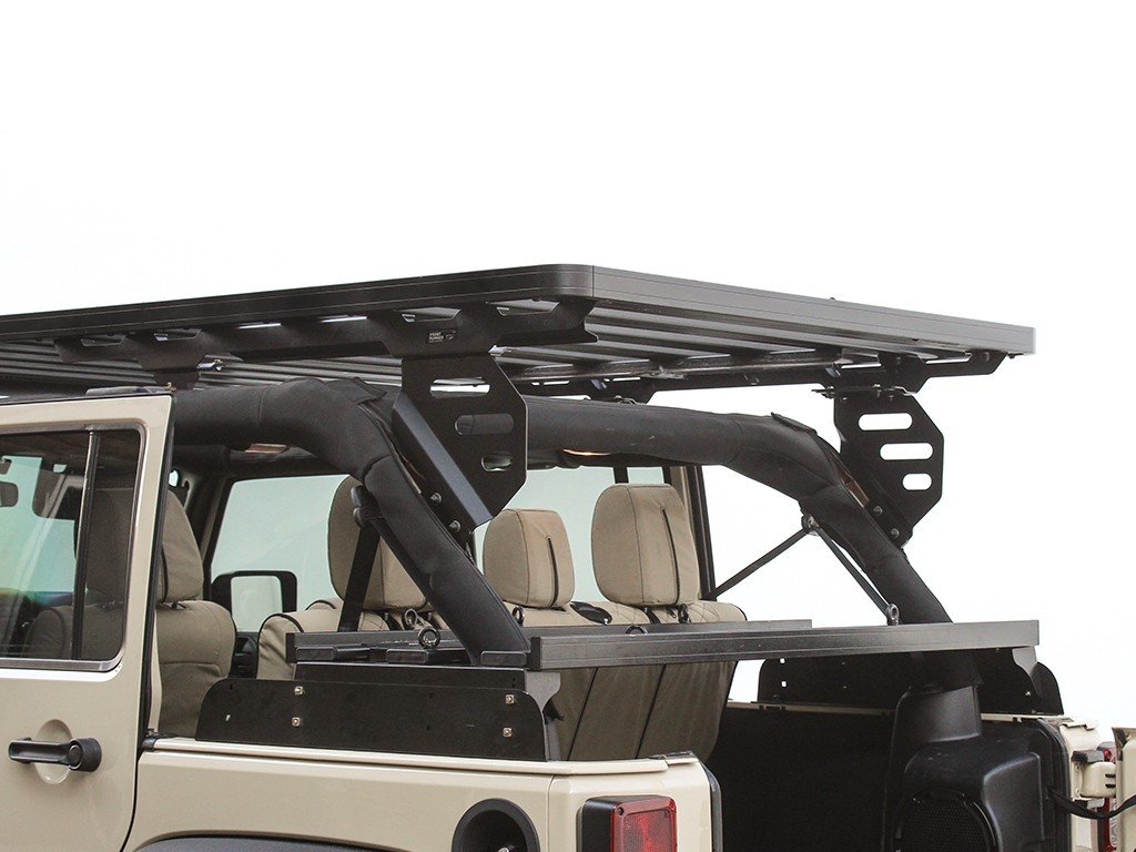 backside view Slimline II Roof Rack For Jeep Wrangler JKU 4 Door (2007-2018) - by Front Runner Outfitters