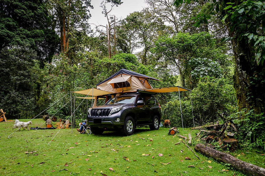 toyota prado and Guana Equipment Wanaka Roof Top Tent With XL Annex