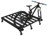 Secure your bicycle on the side your Front Runner Load Bed Rack Kit with this adjustable Bike Carrier / Load Bed Rack Side Mount without using up any rack space.