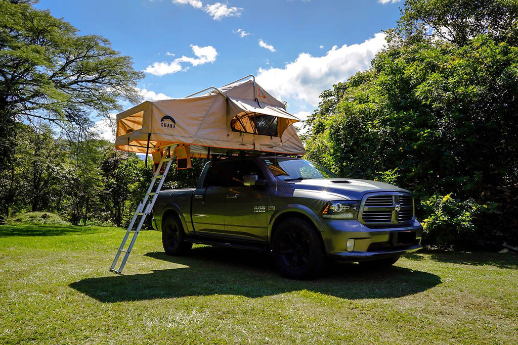 dodge ram and Guana Equipment Wanaka Roof Top Tent With XL Annex